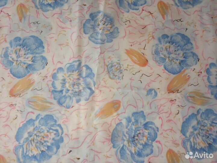 Ткань шёлк искусств. (бело-голуб) СССР