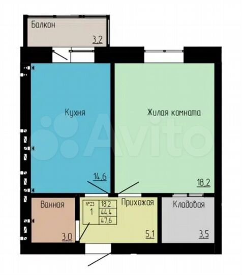 1-к. квартира, 46,2 м², 1/4 эт.