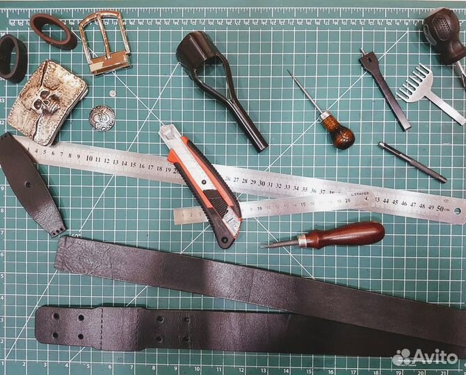 Мужской кожаный ремень ручной работы