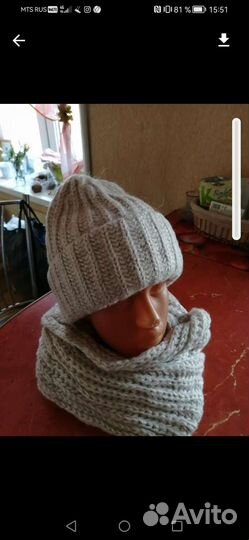 Комплект шапка и снуд женский