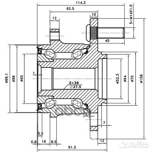 Ступица задняя зад лев Z89628R Zikmar