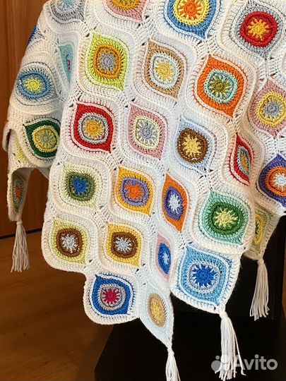 Вязаный плед ручная работа