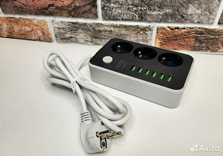 Сетевой Фильтр-удлинитель с 6 usb 2м