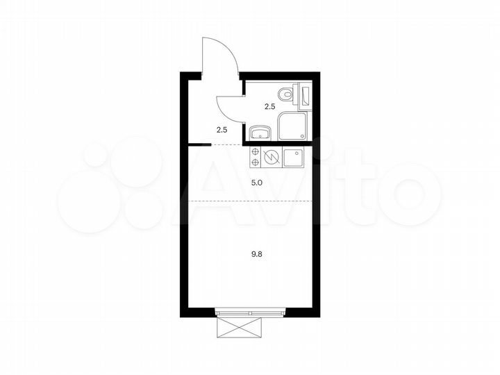 Квартира-студия, 19,8 м², 5/23 эт.