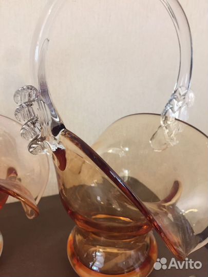 Ваза Корзинка Цветное стекло