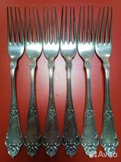 Набор 6 ложек+6 вилок, серебро 84, Густав Клингет