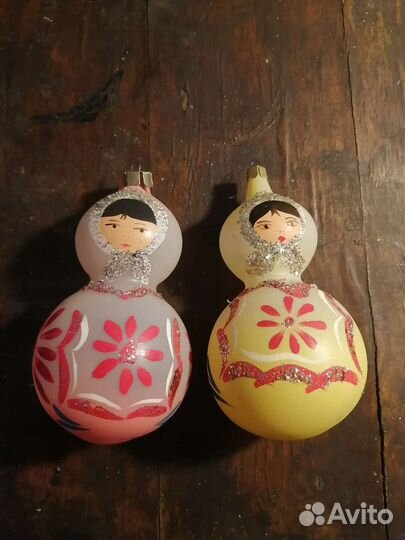 Елочные игрушки фигурки стекло СССР