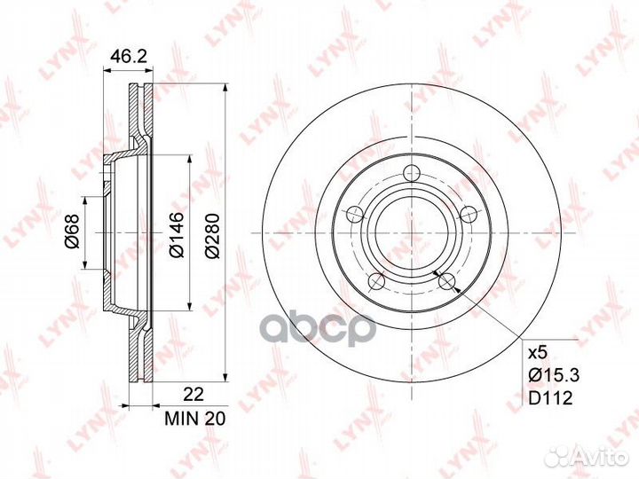 Диск тормозной перед/зад BN1203 lynxauto