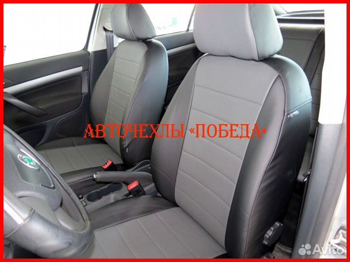 Чехлы Skoda Octavia A5 из экокожи чёрно-серые