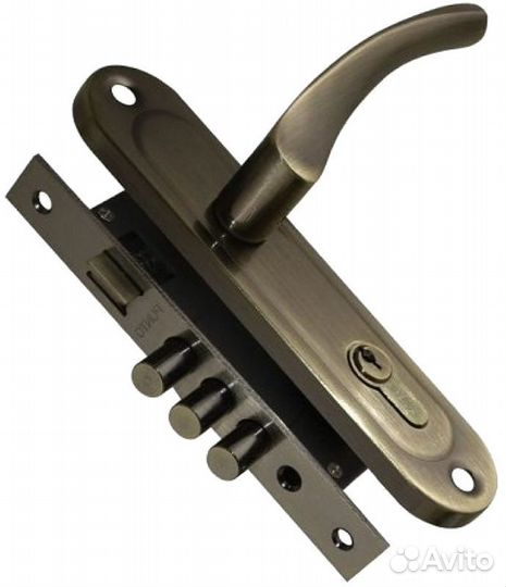 Замок врезной цилиндровый с защелкой в комплекте с