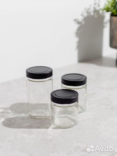 Стеклянная банка 200 250 350 мл deep дип с крышкой