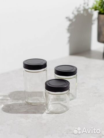 Стеклянная банка 200 250 350 мл deep дип с крышкой