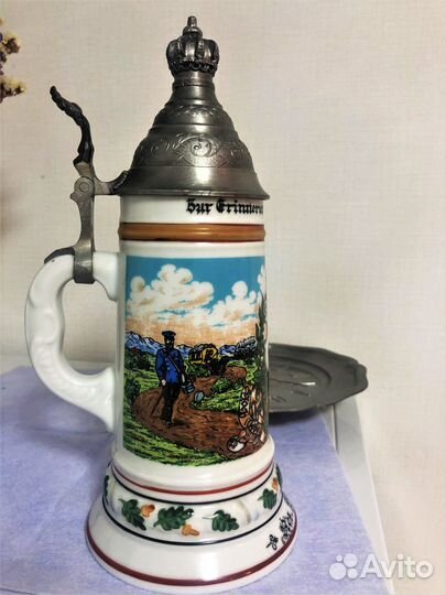 Немецкая,полковая кружка Резервиста с Литофанией