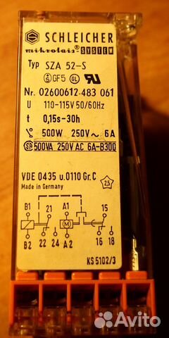 Реле времени Schleicher Тип SZA 52-S