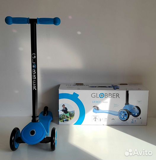 Трехколесный самокат globber My free fixed blue