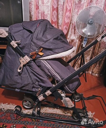 Детские санки коляска с колесами