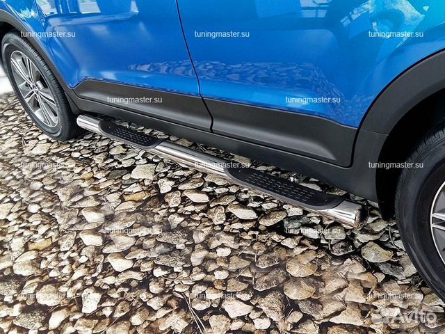 Боковые пороги Hyundai Creta труба с проступями