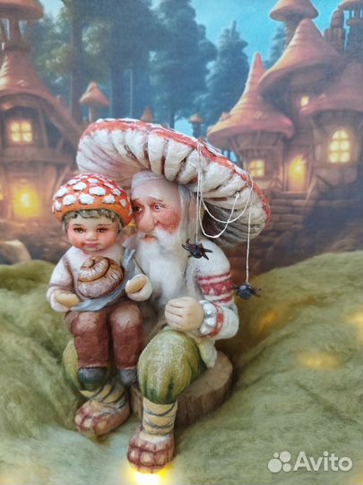 Ватная игрушка мухомор