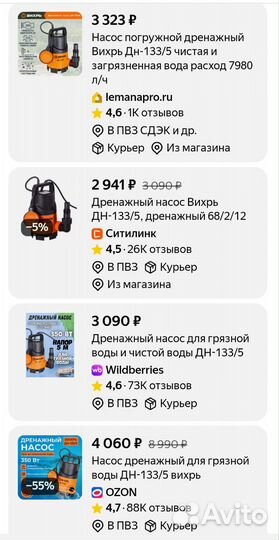 Новый дренажный насос для грязной воды Вихрь 350