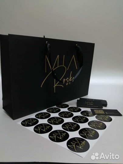 Пакет с логотипом, пвд,лента,бирка. Крафт