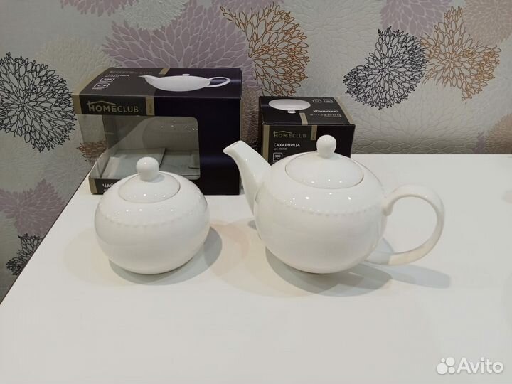 Заварочный чайник и сахарница новые фарфор 500мл