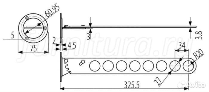 Вешалка с отверстиями, складная, хром