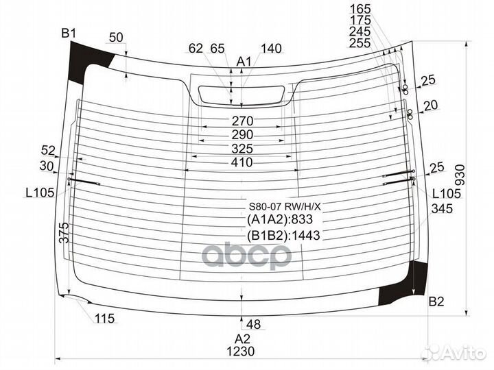 Стекло заднее с обогревом volvo S80 06-16 S80-0