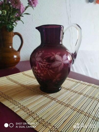 Кувшин цветное стекло СССР