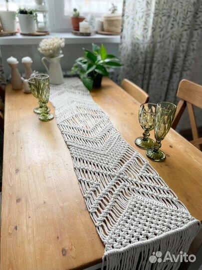 Раннер, макраме скатерть (дорожка) на стол
