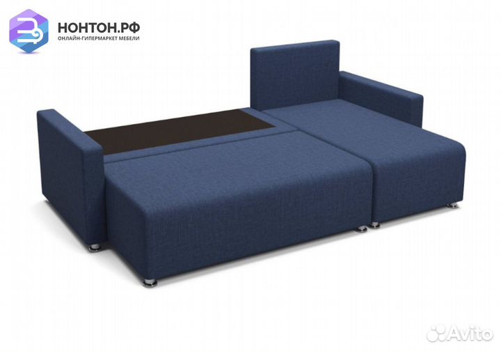 Диван угловой еврокнижка Челси темно-синий