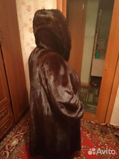 Шуба норковая с капюшоном