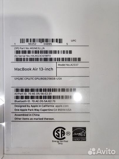 Macbook Air 13 M1 8/256 Gb MGN63 Space Gray