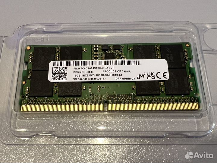 Оперативная память Micron DDR5 sodimm 4800MHz 16Gb