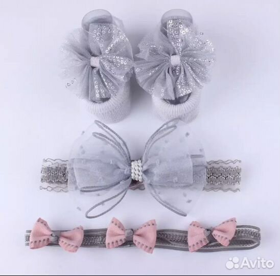 Повязка на голову и носочки разные наборы