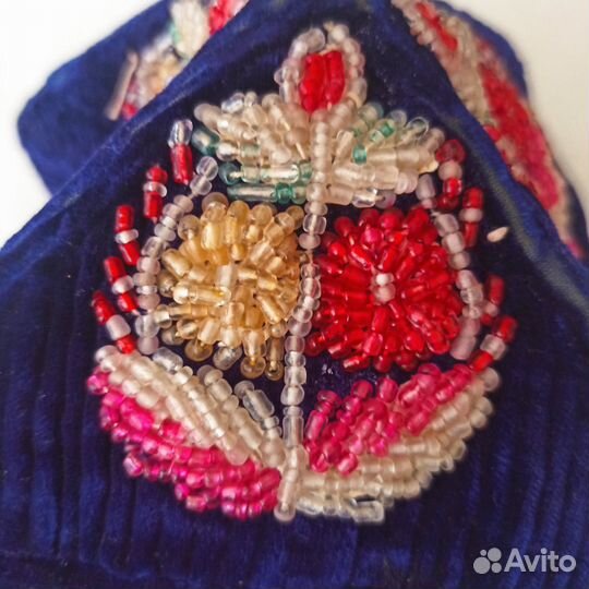 Старинная тюбетейка. Редкая. Бисер. Вельвет