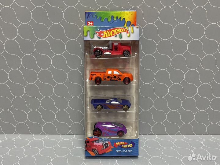 Hot Wheels машинки меняющие цвет 4шт аналог