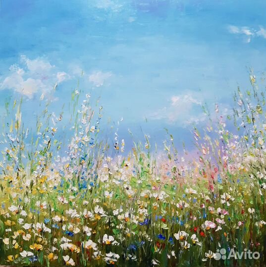 Картина с ромашками