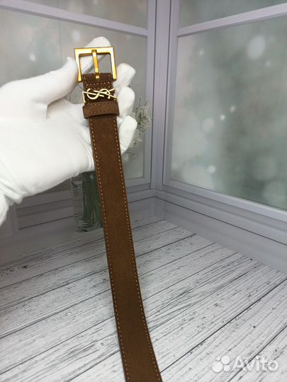 Ремень Ysl женский натуральная замша-кожа люкс