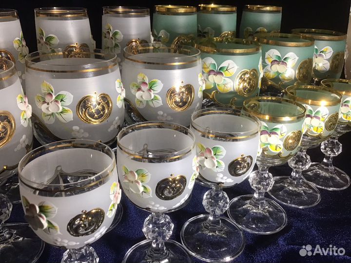 Фужеры рюмки хрусталь Рококо Чехия Богемия