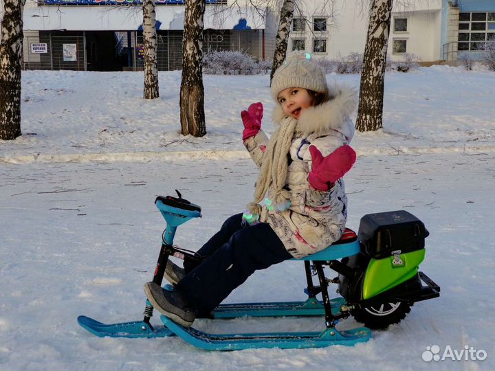 Снегоход электроснегокат с мотором детский Удалец