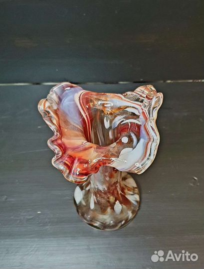 Ваза из цветного стекла Чехословакия винтаж