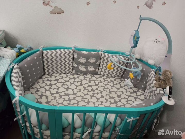 Набор бортиков, кокон, балдахин, конверт-одеяло