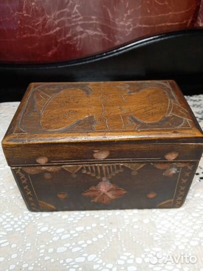 Деревянная шкатулка старинная, немецкая