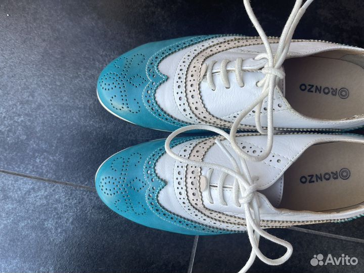 Ботинки женские белые бежевые зеленые броги 36