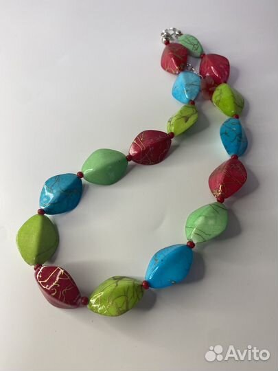 Крупные разноцветные бусы пластик 46 см