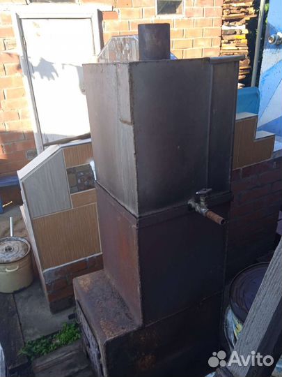 Печь для бани с баком для воды, б/у