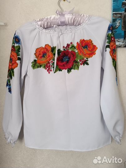 Рубашка вышиванка бисером