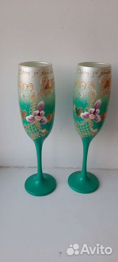 Свадебные бокалы ручной работы