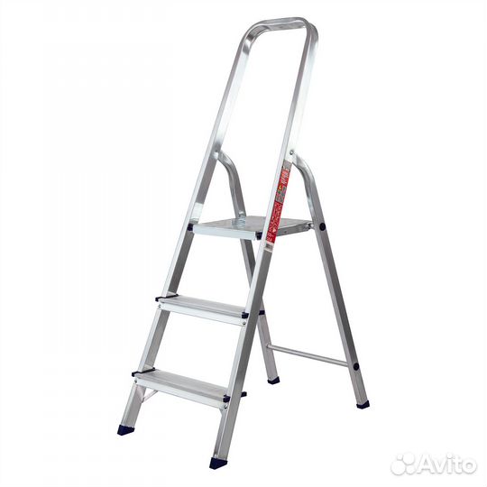 Стремянка усиленная, 3 ступени, алюминиевая, Росси