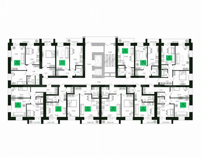 2-к. квартира, 51,2 м², 4/16 эт.